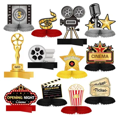12-teilige Filmabend-Partydekorationen aus Papier