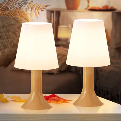 Produktbild von ZMH Nachttischlampe Wohnzimmer Tischlampe mit Kabel Tischleuchte 2er Set Kleine Lampe khaki E14 Tischlampen Moderne Landhausstil für Esstisch Schlafzimmer Ohne Leuchtmittel
