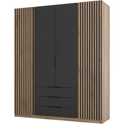 Obrázok produktu pre Skriňa 200cm so zásuvkami KAYA 04 dub evoke / čierna / dub evoke