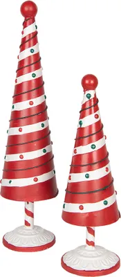 Zdjęcie produktu dla Clayre & Eef Dekoracja świąteczna figurka choinka Ø 13x49 cm czerwony biały metal