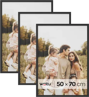Immagine prodotto di Set di 3 cornici per foto con passepartout, colore nero, dimensioni 50x70 cm