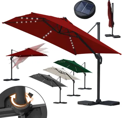 Produktbild von Aopunly Sonnenschirm Ampelschirm Ø3m drehbar,neigbar,360° Rotation,Marktschirm,LED,Rot