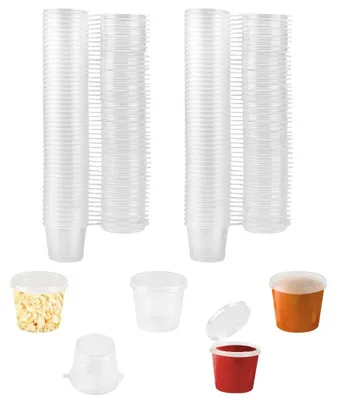 100 Stück Soßenbecher 25 ml mit Deckel, auslaufsicher, mikrowellengeeignet