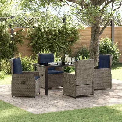 Image de Maison Exclusive - Ensemble de jardin avec coussins 5 pièces gris polyrotin