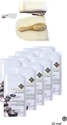 Produktbild von 10 x Oshibori Wellness Frotteetuch Erfrischungstuch + + Sauna Set mit Beutel 2 Massage + Stein + Haarbürste