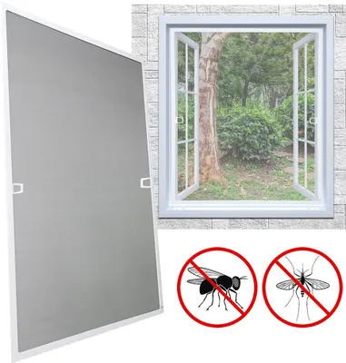 Produktbild von Jayseuw Fliegengitter Insektenschutz Fenster 100 x 120 cm Mückenschutz mit Alu-Rahmen Bausatz Mückengitter Fliegenschutz Weiß
