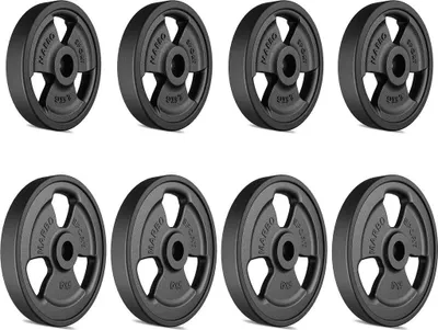 Image de Marbo Sport Ensemble de 30 kg de disques d'haltères caoutchoutés Tri-Grip en fonte Poids avec perçage de ø30/31 mm / 4 x 5 kg + 4 x 2,5 kg