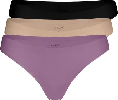 Produktbild von Yenita® Strings "Invisible" 3er Pack Seamless Tanga S schwarz-taupe-pflaume
