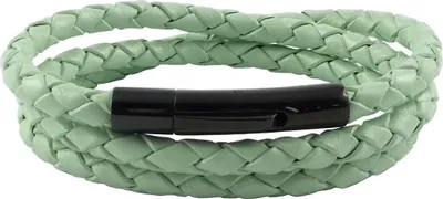 Produktbild von König Design Lederkette Lederband Leder-Armband 7 mm Herren Halskette 17 cm - 100 cm geflochten, Länge:70 Zentimeter, Farbe:Mint Grün