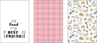 Immagine prodotto di Set di asciugamani da cucina 3 pezzi 40x60 bianco rosa Kuke 014 cotone Faro