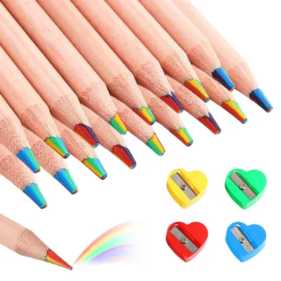 Produktbild von 16 Regenbogen-Buntstifte, 7-in-1-Set mit 4 Anspitzern, Buntstifte für Kinder und Erwachsene, ideal zum Zeichnen, Skizzieren und Ausmalen, für die Schule