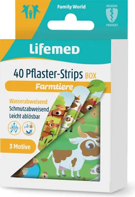 Produktbild von Lifemed Kinder-Pflaster-Strips "Farmtiere" 40er Metallbox