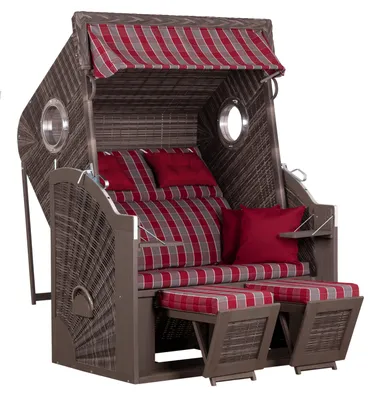 Produktbild von deVries Strandkorb PURE® CLIFF XL SUN PE Des. 472 st. grey 130 x 80 x 160 cm
