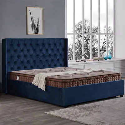 Immagine prodotto di Royal Blue Camera da letto Tappezzeria letti Chesterfield Tessuto Tessuto jvmoebel ®