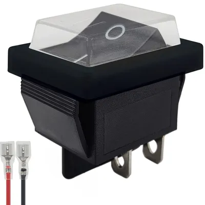 Produktbild von ProRide Wippschalter KCD4-202 ON-OFF Schwarz unbeleuchtet mit Kappe und Kabel