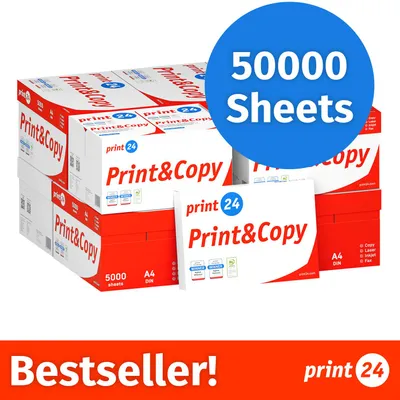 Productafbeelding van NIEUW: print24 Printerpapier Kopieerpapier 50000 Vel 100 x 500 A4 Premium Extra Wit CIE 160 Testwinnaar PEFC-gecertificeerd