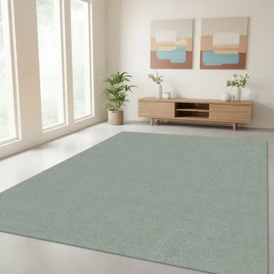 Produktbild von TapisTrend Designerteppich Grün 160x220 cm Moderner, einfarbiger Teppich mit weicher Oberfläche und dichtem Flor für Wohnzimmer, Schlafzimmer und Entspannungsbereich