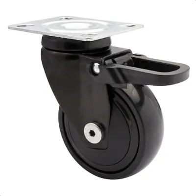 Produktbild von WAGNER Design 3C - Lenkrolle soft mit Bremse - Durchmesser Ø 75 mm, schwarz, Kugellager, Tragkraft 75 kg - 01237701