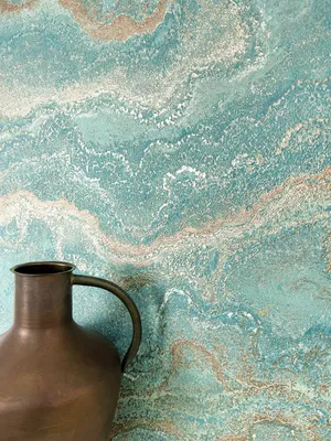 Produktbild von NEWROOM Tapete Türkis Vliestapete Marmor - Marmortapete Modern Blau Rosegold Metallic Struktur Marmoroptik 3D Optik Glanztapete