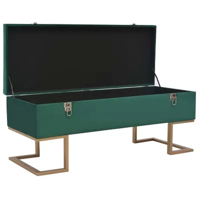 Image de vidaXL Banc avec compartiment de rangement 105 cm Vert velours