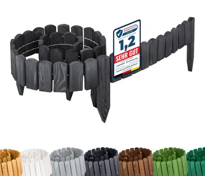 Produktbild von Garronda Rasenkante Holz Beeteimfassung imprägniert 200 cm x 8 cm Flexibler Rollborder Zaun für Garten GD-0106 (Graphite, Höhe: 8 cm)