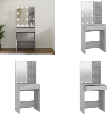 Produktbild von vidaXL Schminktisch mit LED Grau Sonoma 60x40x140 cm - Schminktisch - Schminktische - Kosmetiktisch - Frisiertisch