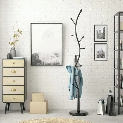 Productafbeelding van Famanu garderobestandaard voor jassen, hoeden en tassen - Vrijstaand, 185 x 32 x 32 cm