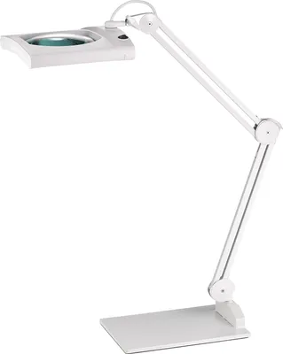 Produktbild von LED-Lupenleuchte Glaslinse 190,5mm (7,5?) Standfuß weiß Abdeck.,eckiger Kopf