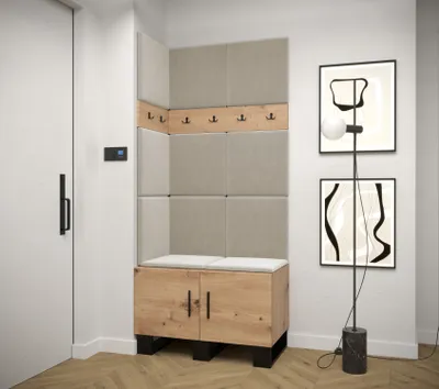 Produktbild von Flur-Garnitur RUMIE 11 – Eiche Artisan, beige Paneele