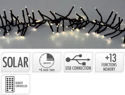 Produktbild von Wandleuchte mit wiederaufladbarer Solar-Girlande 768 LED Warmweiß