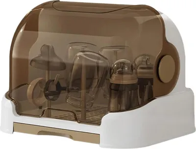 Produktbild von Wäscheständer für Babyflaschen, Babyflaschen Trockenständer, Aufbewahrungsbox für Kleinkinderflaschen, Braun