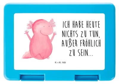 Produktbild von Mr. & Mrs. Panda Bento Box Axolotl Hurra - Weiß - Geschenk, Snackbox, Bentobox, Vesperbox, Fröhlich, Essensbox, Motivation, Lunchbox, Spaß