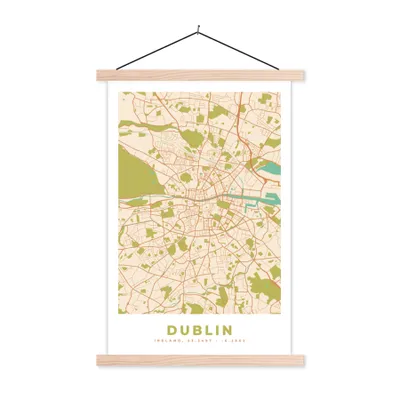 Produktbild von MuchoWow® Textilposter Karte - Dublin - Stadtplan - Vintage 40x60 cm mit holzfarbenen Rahmen - Poster