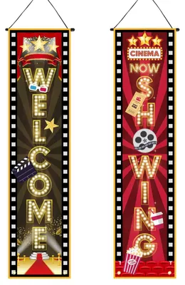Image de Omgoods - Lot de 2 guirlandes "Soirée cinéma" pour la décoration de fêtes