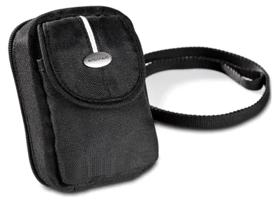 Produktbild von Kompaktkamera-Tasche in Schwarz mit Tragegurt und Gürtelschlaufe