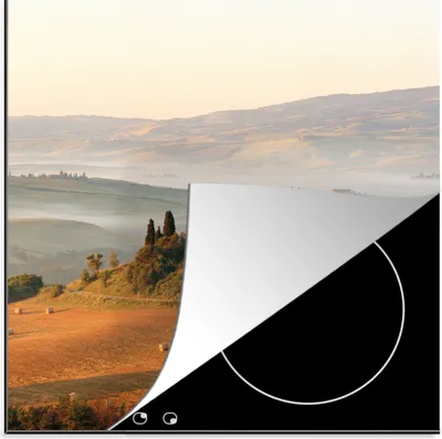 Produktbild von KitchenYeah© Herdabdeckplatte Toskana - Landschaft - Italien , 78x78cm, Küche Deko, Glaskeramikkochfeld Herdabdeckung, Abdeckplatte fùr Kochfeld
