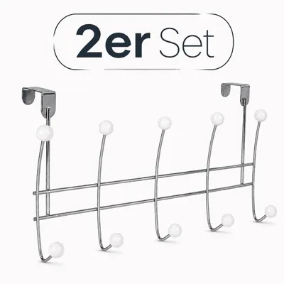Produktbild von 2x Türgarderobe Hakenleiste Garderobenhaken Wandhaken Kleiderhaken Wandgarderobe