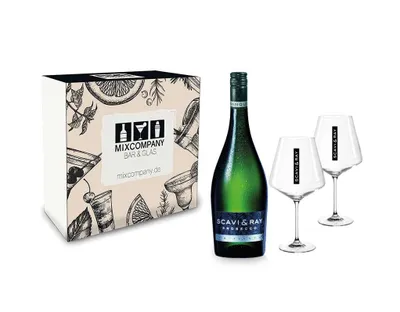 Produktbild von Scavi & Ray Geschenkset - Scavi & Ray Prosecco Frizzante 0,75l (10,5% Vol) + 2x Weingläser (20cl) -[Enthält Sulfite]