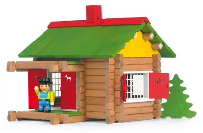 Image de Mon chalet en bois 100 pieces - jeujura - 8002 - maison forestiere - jeu construction