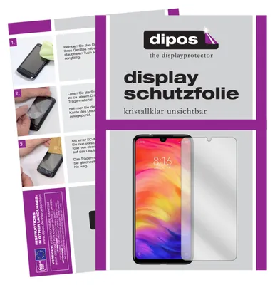 A collage of images showing instructions for applying a screen protector to a phone, along with marketing material and a product shot of the screen protector on a phone.