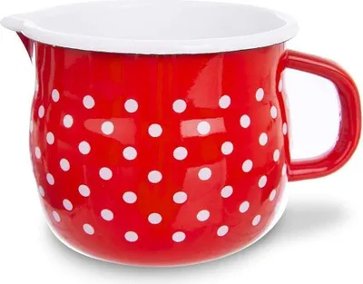 Image de ORION Gobelet en émail rétro émaillé 1,9l ROUGE AVEC POINTS BLANCS