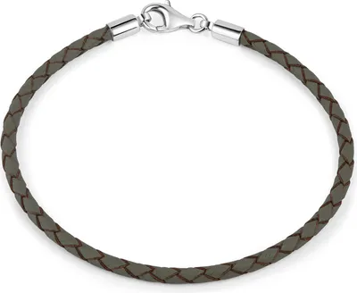 Produktbild von MATERIA by Matthias Wagner Lederarmband grau für Beads Herren Damen mit Karabiner 18-22cm A59