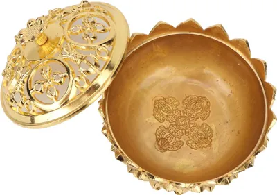 Produktbild von Legierung Craving Räuchergefäß Räucherstäbchenhalter Blütenbasis Buddhistische Artikel Wohnaccessoires (Gold)