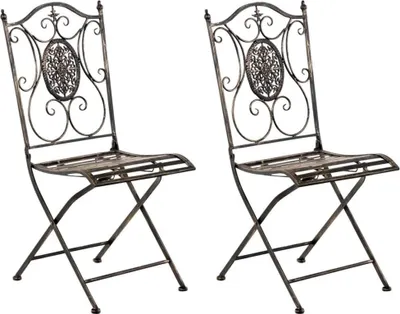 Immagine prodotto di set di 2 sedie da giardino pieghevoli - sedie pieghevoli - patina antica, design salvaspazio