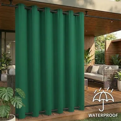 Produktbild von 1 Stück Grün Outdoor Vorhang Wetterfest Wasserdicht Mit ösen Oben Und Unten Verdunkelungsvorhang Outdoorvorhänge Blickdicht Vorhänge Gardinen Für Balkon Terrasse Garten Patio, 254x213cm