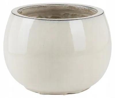 Produktbild von Frostsicherer Keramik Pflanztopf in Schalenform Creme 33 cm mit Drainageloch, Outdoor/Indoor