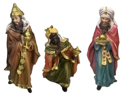 3er-Set Harzfiguren, handbemalt, 10x10x20 cm