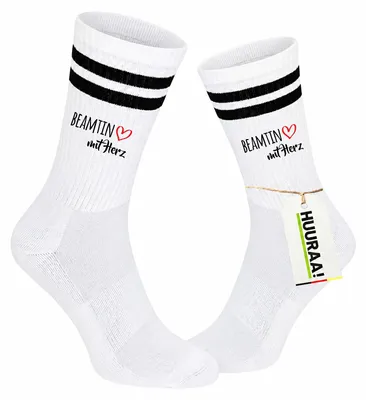 Produktbild von Huuraa Uni Socken Beamtin mit Herz 37/41 Black Baumwolle Tennissocken Geschenkidee