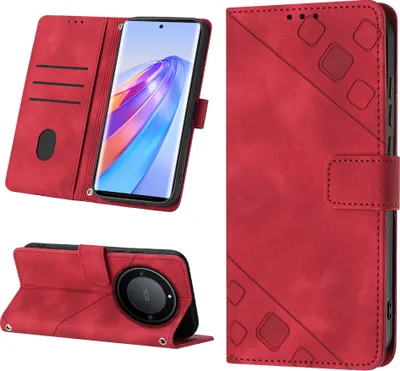 Produktbild von Hülle für Honor X9A /Honor X40 /Magic 5 Lite Prägung Flip Leder Brieftasche Schutzhülle mit Ständer Rot