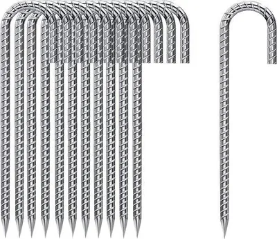 Produktbild von Famanu Grundanker 20 Stück 30 cm J-förmige stabile Erdnägel - Zeltbefestigung Camping
